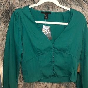 Green Long-sleeve Blouse